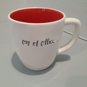Rae Dunn OUT‎ OF OFFICE Coffee Mug with Handle Artisan Collection White Red